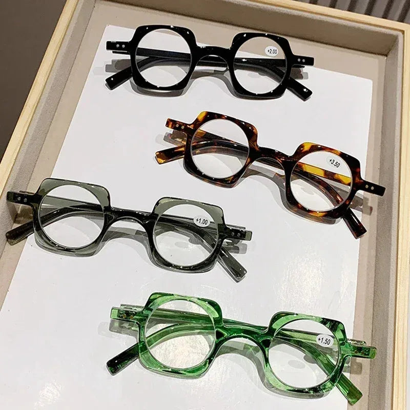 Retro anti-blue light reading glasses for men and women, fashionable square hyperopia glasses, fashionable reading glasses