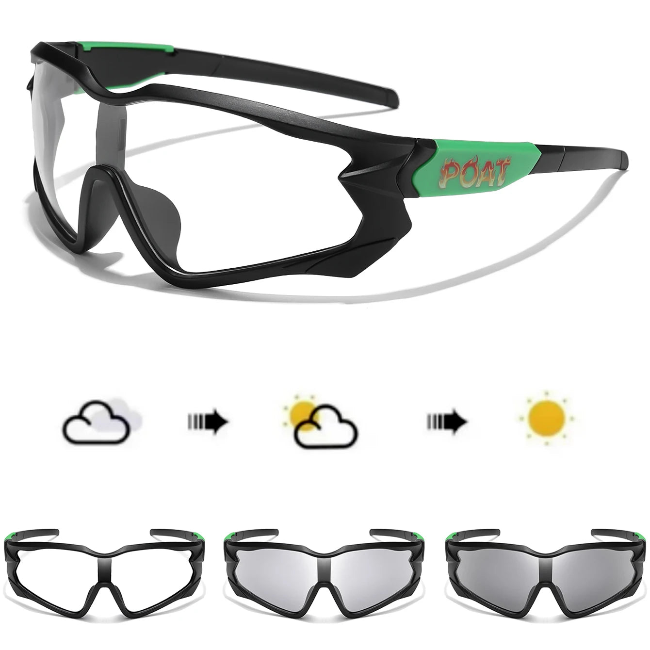 POAT Brand Photochromic Eyewear for Men Women MTB Bike Bicycle Cycling Fishing Running Glasses New Style Sunglasses Sports