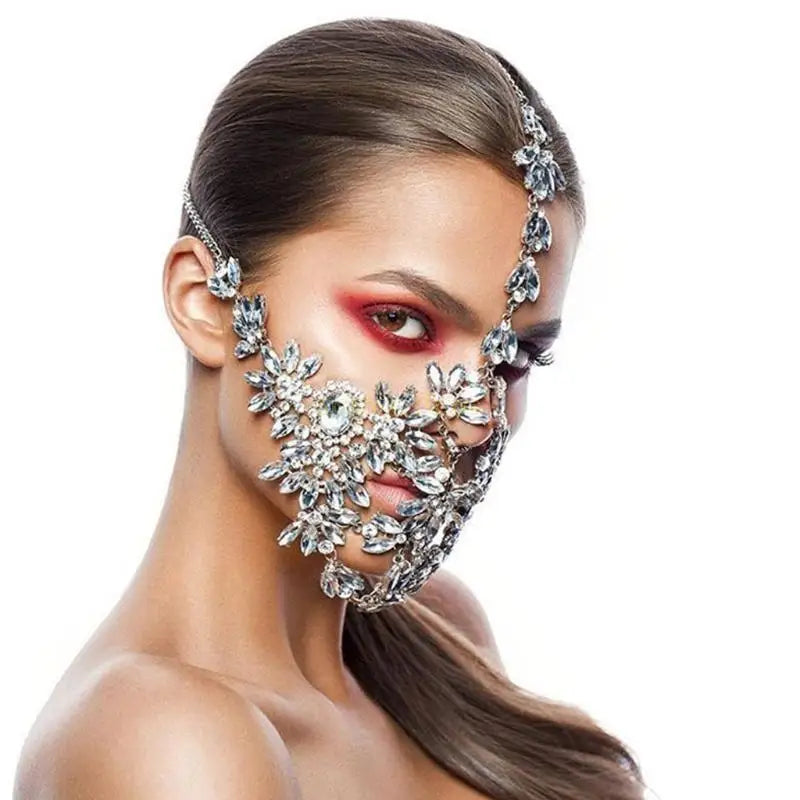 Steampunk Crystal Face Mask Rave Music Festival Hair Ornaments for Rhinestone Jewellery Imitation Diamond for Facial Shi