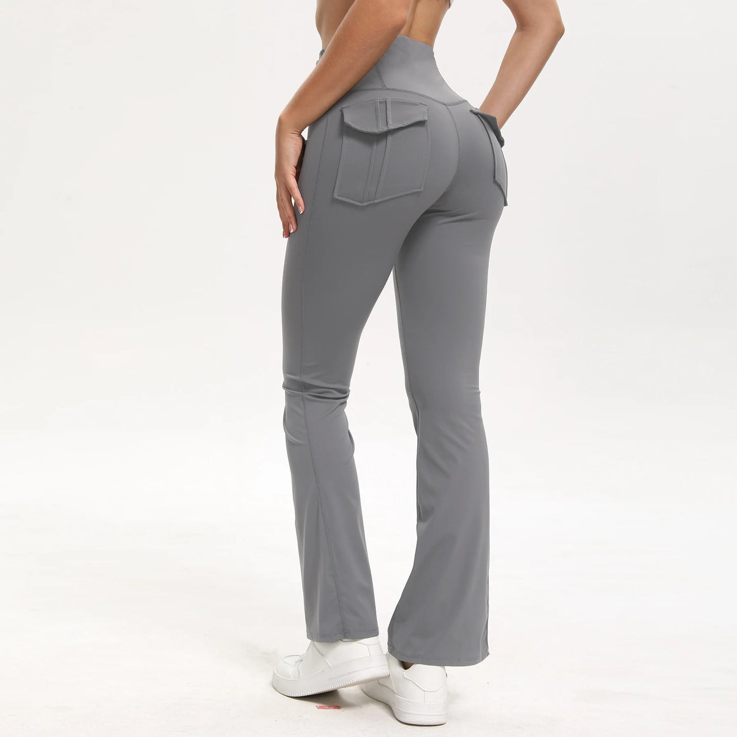 Women's High Waisted Flared Yoga Pants with Pockets Tummy Control Bootcut Leggings for Gym Fitness Casual Wear
