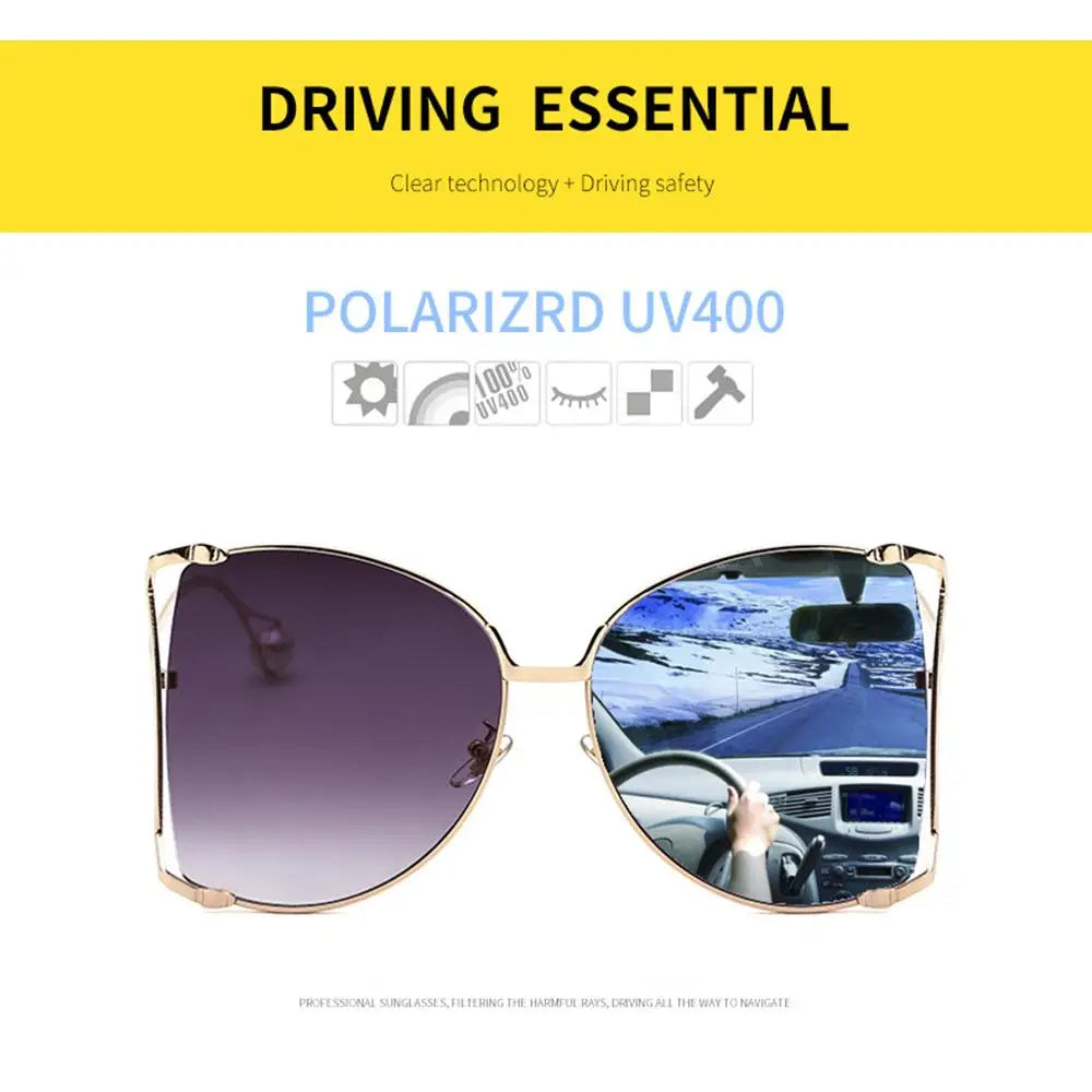 UV Protection Oversized Sunglasses Street Shooting Colorful Metal Hollowing Shades Trendy Pearl Design Sun Glasses