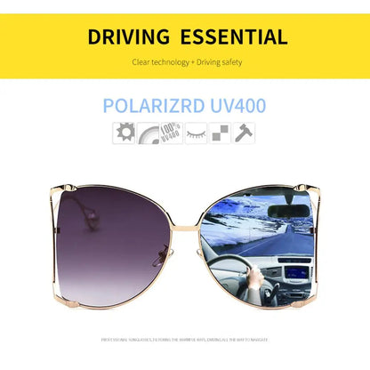 UV Protection Oversized Sunglasses Street Shooting Colorful Metal Hollowing Shades Trendy Pearl Design Sun Glasses