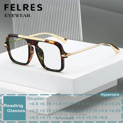 Large Square Anti Blue Light Reading Glasses Men Women Brand Design Finished Prescription Optical Glasses Customized Diopter