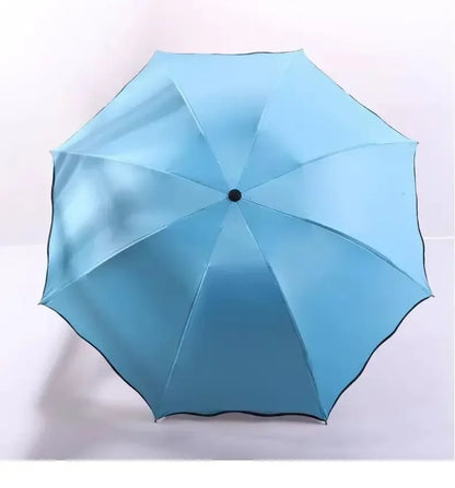Water Blossom Umbrella Magic Folding Umbrella with Rainwater Pattern Windproof Sunshade Umbrella Outdoor UV Protection Umbrella