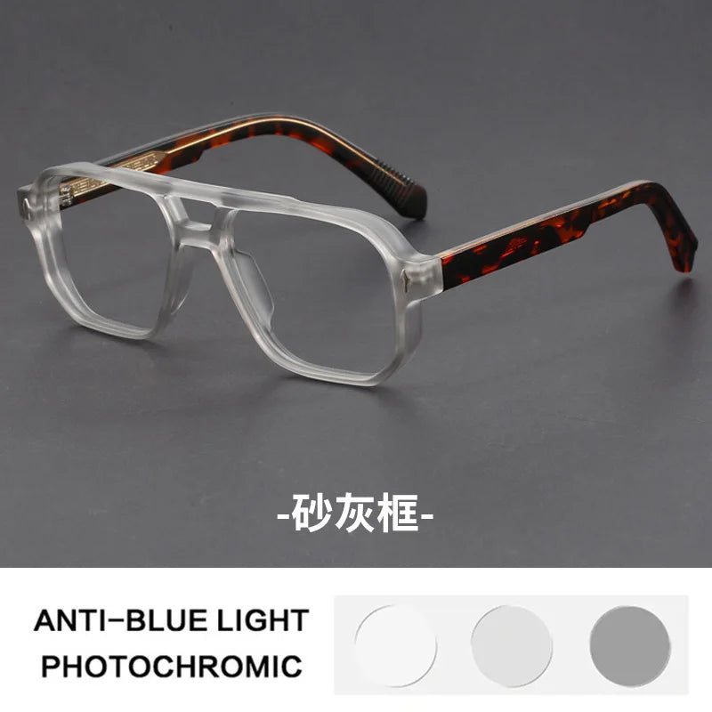 Double Bridges Anti Blue Light Reading Glasses Men Retro Women Square Glasses Frame Fashion Men Myopia Eyewear Fake Eyelasses -2
