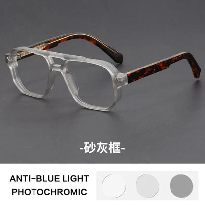 Double Bridges Anti Blue Light Reading Glasses Men Retro Women Square Glasses Frame Fashion Men Myopia Eyewear Fake Eyelasses -2