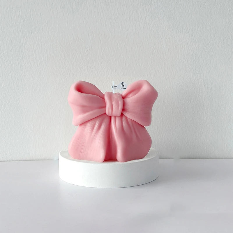 3D Bowknot Three-Dimensional Aroma Candle DIY Bow Aromatherapy Scented Candles Wedding Valentine's Day Gift Home Desktop Decor