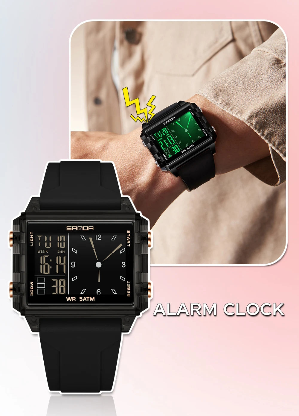 SANDA 6273 Fashion Electronic Watches for Man Luminous Calendar Waterproof Clock Outdoor Sports Casual Ladies Digital Wristwatch