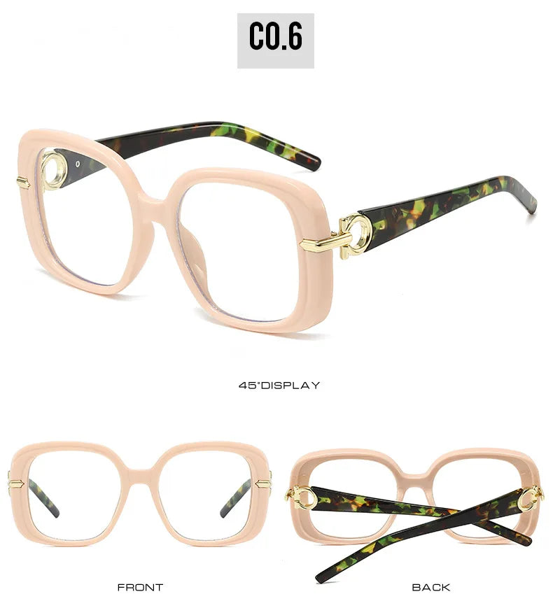 Square Large Anti Blue Light Reading Glasses Women Clear Lens Glasses Frames Finished Prescription Glasses Customized Diopter