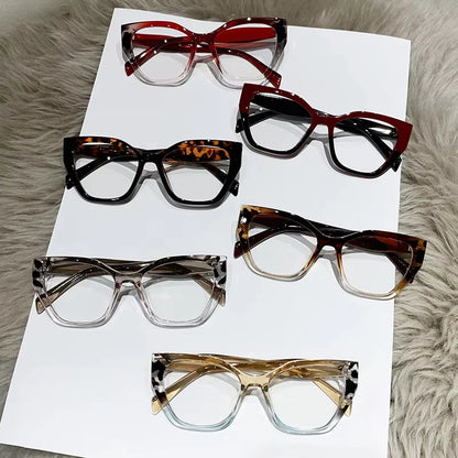 Luxury Brand Designer Women Fashion Cat Eye Anti Blue Light Glasses Double Color Large Frame Lady's Prescription Eyewear Frames