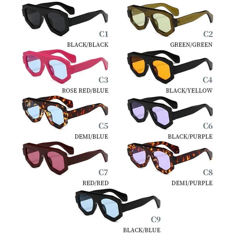 JNPCXI New Fashion Irregular Square Women Sunglasses Shades UV400 Retro Green Men Sun Glasses