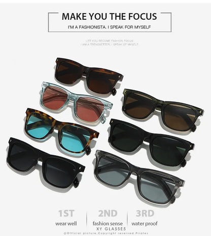 QVQV Fashion Leopard Blue Square Sunglasses Women Men Metal Stripes Brand Design Sun Glasses Men Outdoor Selfie Sunscreen Shades