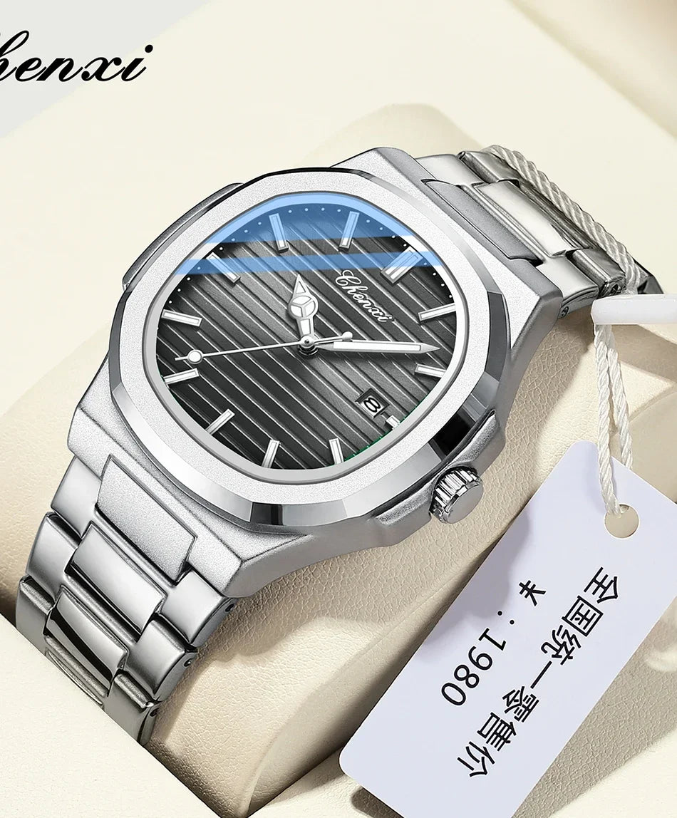 CHENXI 8222 Luxury Gold Stainless Steel Luminous Casual Business Watch For Men Fashion Quartz Wristwatches Waterproof