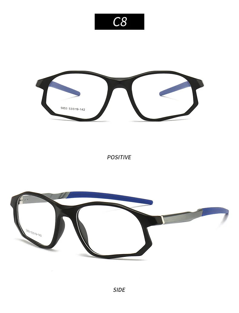 YIMARUILI New Fashion Sports Glasses Men and Women TR90 Spring Leg Design Big Face Optical Prescription Eyeglasses frame 5853