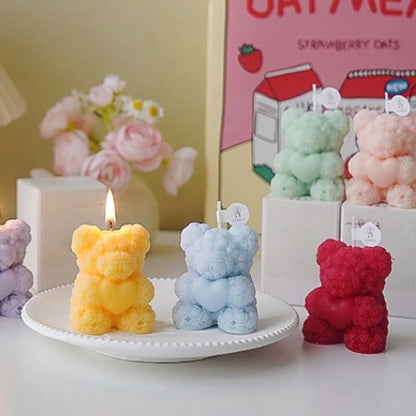 Cute Rose Teddy Bear Scented Candle Soy Wax Aromatherapy Candle Valentine's Day Romantic Gift Home Decor