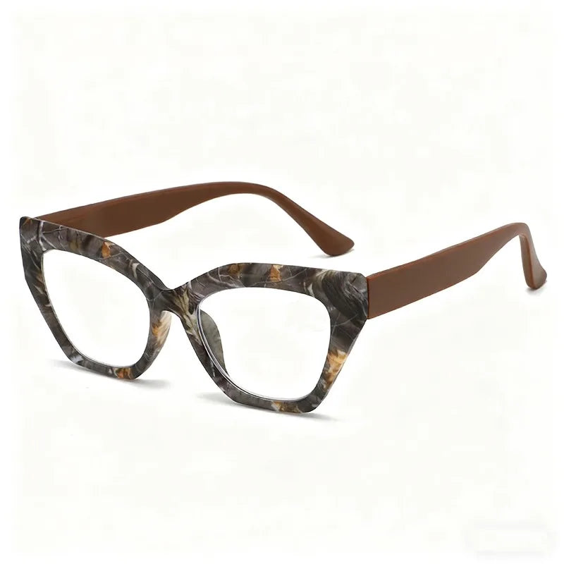 Oversized Flora Printed Reading Glasses Women Men Fashion Trendy Large Frame Hyperopia Unisex Stylish Luxry Cat Eye Eyeglasses