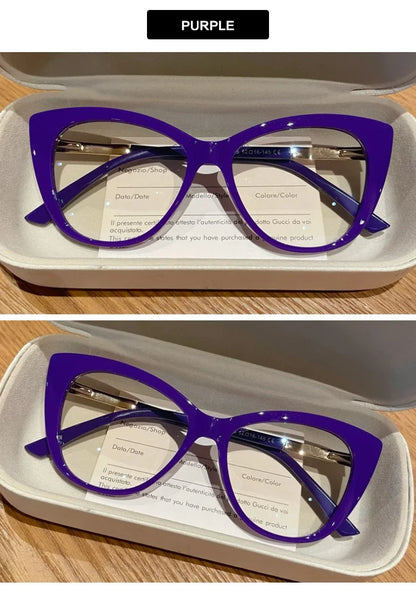 EYORA Fashionable Full Rim Cat Eye Reading Glasses Women Anti Blue Ray or Photochromic Progressive Prescription Optical Eyewear