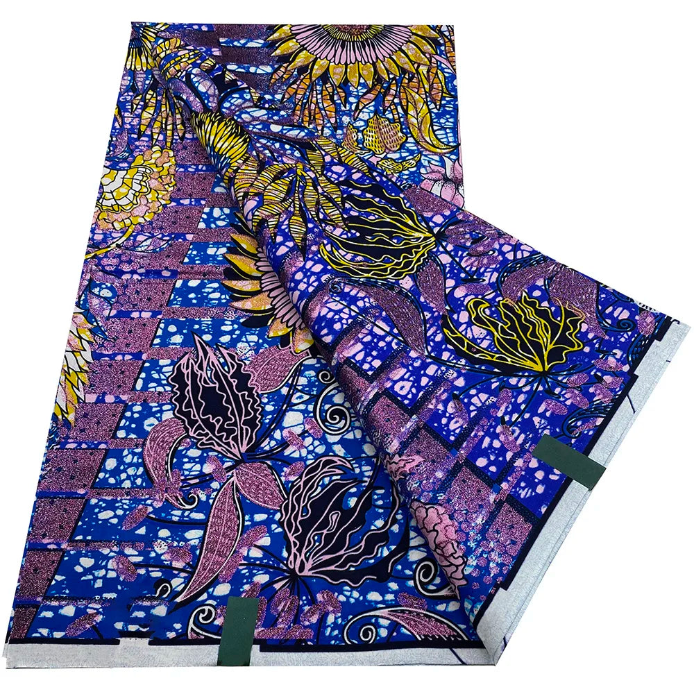 African Wax Prints Fabric Golden Wax Fabric High Quality Ankara Fabric for Party Dress New Grand Super 100% Cotton Y15, 6Yards