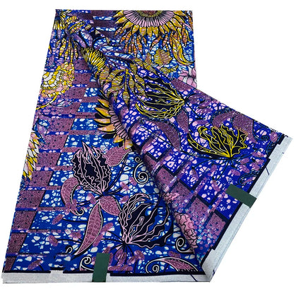 African Wax Prints Fabric Golden Wax Fabric High Quality Ankara Fabric for Party Dress New Grand Super 100% Cotton Y15, 6Yards