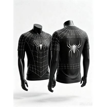 Parent‑child Spider Hero Graphic T‑Shirt,Red‑Blue 3D Printed Jersey,Polyester Short Sleeve Tops for Family Matching Outfits