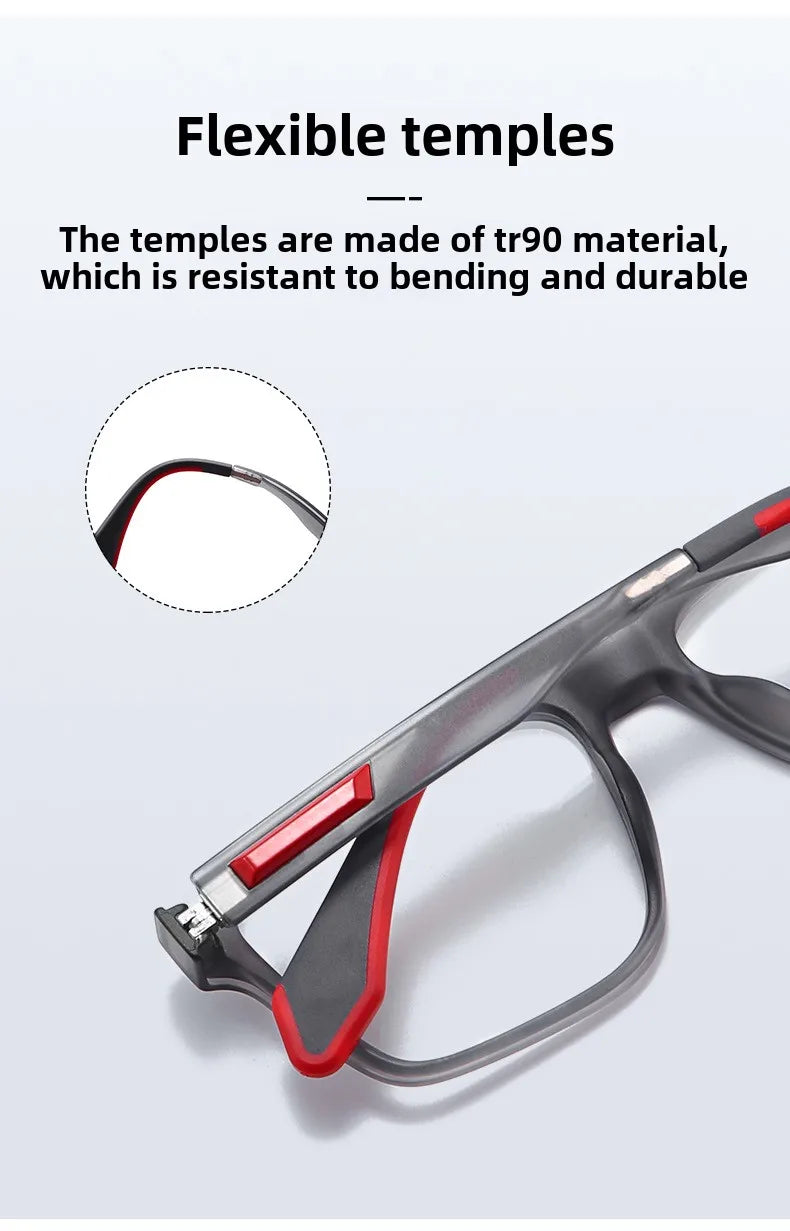 BLMUSA Retro Large Frame Ultralight TR Non-Slip Sports Myopia Glasses Anti Blue Light Prescription Reading Driving Sunglasses