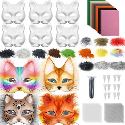 Cats Foxes Mask With Furs Eye Meshes Sticker,Therians Craft Up Paint,Animal To Mask Accessory Mask Costume Dress Arts Home B9C2