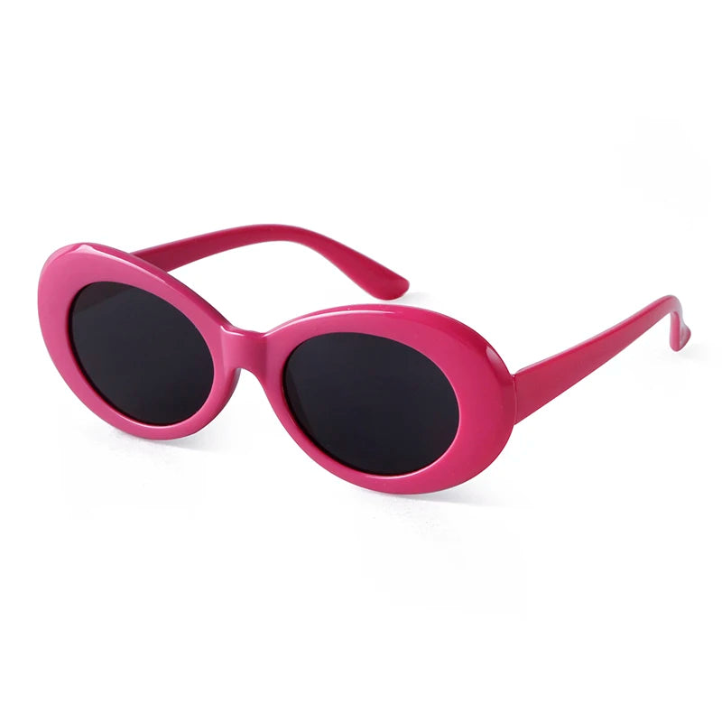WHO CUTIE 2024 Goggles Oval Sunglasses Men Women Brand Designer 90S Colorful Retro Round Frame Kurt Cobain Shades Sun Glasses UV
