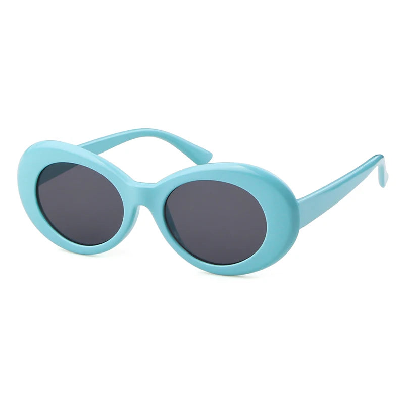 WHO CUTIE 2024 Goggles Oval Sunglasses Men Women Brand Designer 90S Colorful Retro Round Frame Kurt Cobain Shades Sun Glasses UV