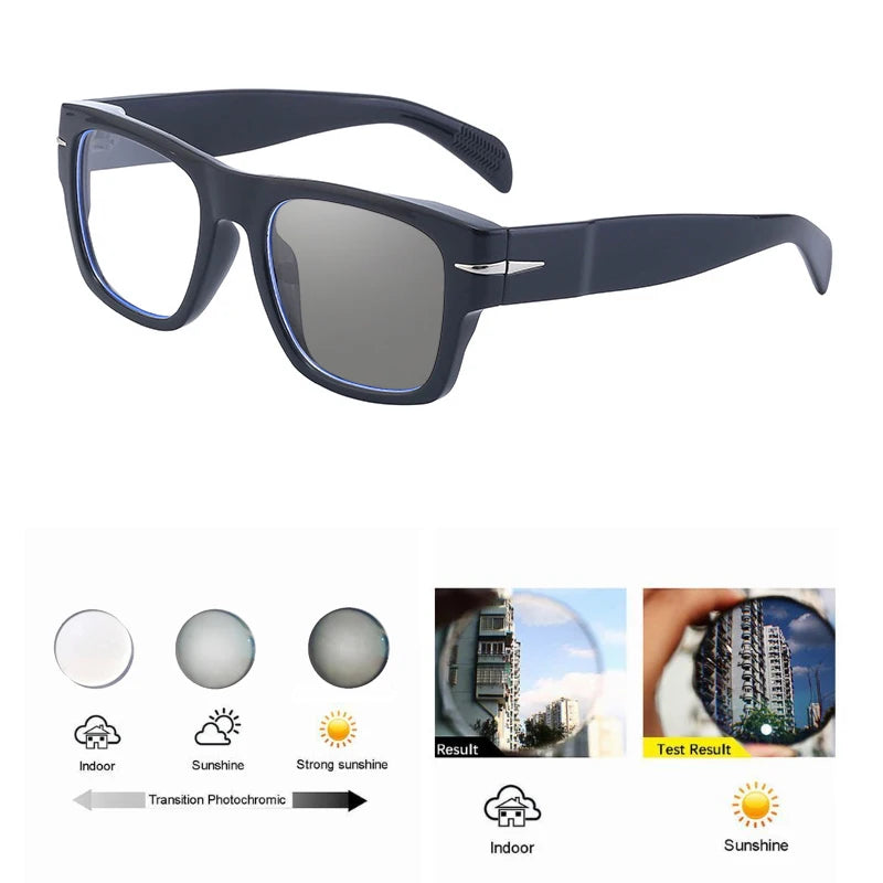  Thick Frame Men Women Square Photochromic Gray Reading Glasses Classic Presbyopia Glasses Shade Sunglasses FELRES