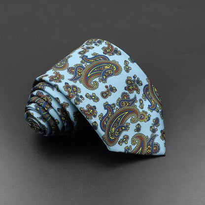 Men's Fashion Silk Tie 7.5cm Soft Novelty Necktie Blue Green Orange Color Ties For Men Dot Floral Bowtie Wedding Business Gift