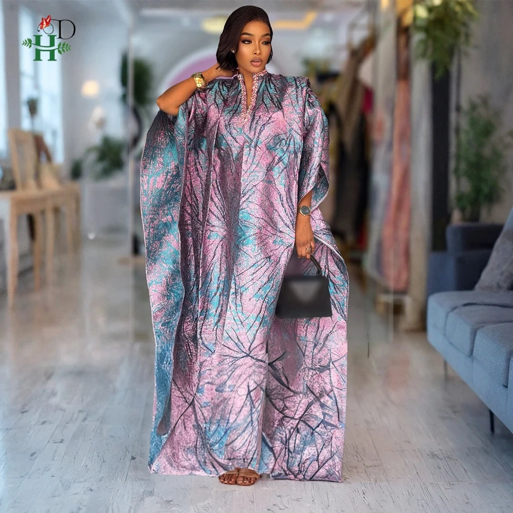 2025 New African Clothes For Women Kaftan Dress Fashion Party Dress Vintage Summer Gown Casual Vestidos Muslim Robe BouBou