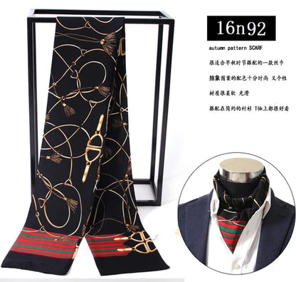 Business Scarf Hangzhou Silk Men's Scarf Long Scarf Double-Sided Trendy British European American Style Autumn Winter