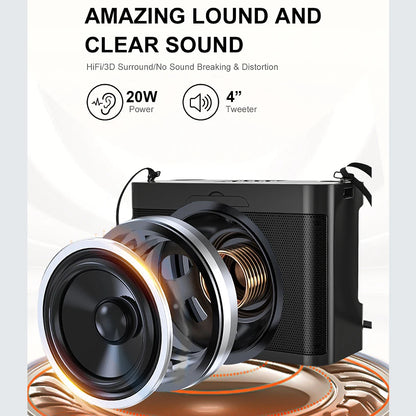 #20W Powerful Wireless Portable Dual Microphones Bluetooth Speaker Hifi Stereo Family Party Karaoke Subwoofer Boombox gifts 2026