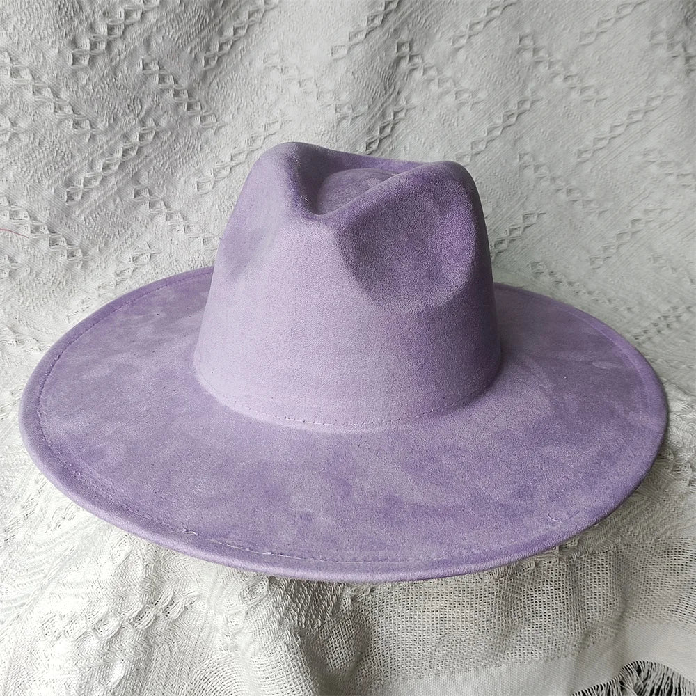 Colorful Suede Wide Brim Felt Fedoras Women's Hat Men's Church Jazz Hat Denim Hat Panama шляпа женская летняя 2024