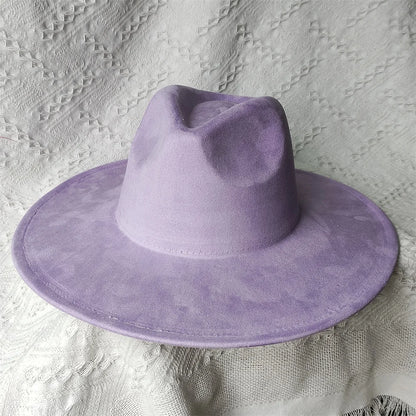 Colorful Suede Wide Brim Felt Fedoras Women's Hat Men's Church Jazz Hat Denim Hat Panama шляпа женская летняя 2024