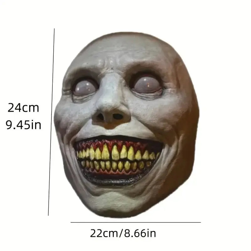 Halloween COS Exorcist Smiling White Face White Eyes Demon Mask Horror Mask Masquerade Haunted House Horror Mask Role Play