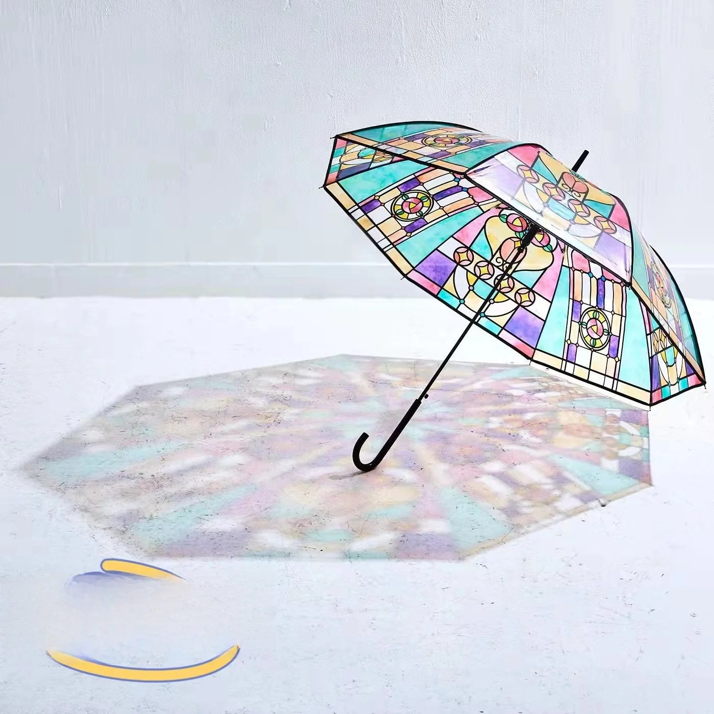 2024 New Auatic Long Handle Thiened Windproof Transparent Umbrella Dry Sea Moon Jellyfi Design Fre And Clean Sle