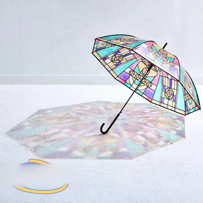 2024 New Auatic Long Handle Thiened Windproof Transparent Umbrella Dry Sea Moon Jellyfi Design Fre And Clean Sle