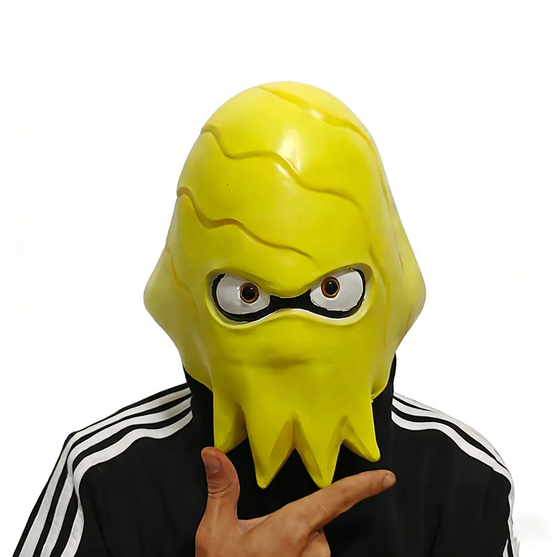 Anime Alien Octopus Head Mask, Funny Photo & Party Prop, Yellow Octopus Mask, Halloween Cosplay & Prank Essential