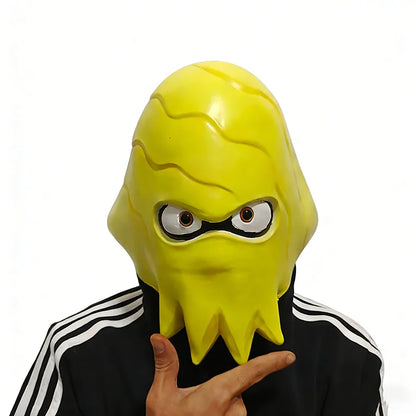 Anime Alien Octopus Head Mask, Funny Photo & Party Prop, Yellow Octopus Mask, Halloween Cosplay & Prank Essential