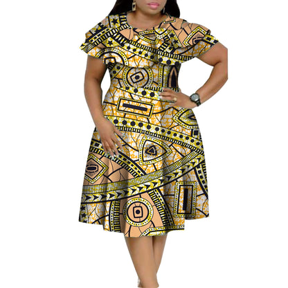 New Bazin Riche African Ruffles Collar Dresses for Women Dashiki Print Pearls Dresses Vestidos Women African Clothing WY4401