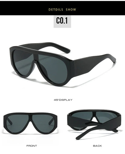 JNPCXI Fashion Oversized Pilot Women Sunglasses Retro One Piece Red Green Shades UV400 Men Gradient Sun Glasses