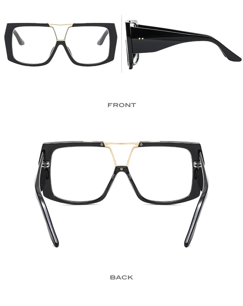 Fashion Brand Oversized Square Myopia Glasses Women Men Trend Green Graduation Eyeglasses Anti Blue Light Prescription Glasses