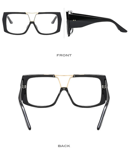 Fashion Brand Oversized Square Myopia Glasses Women Men Trend Green Graduation Eyeglasses Anti Blue Light Prescription Glasses