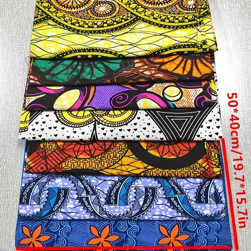 8PCS 50 * 40cm/19.7 * 15.7in new African wax fabric DIY handmade patchwork fabric group polyester digital printed fabric
