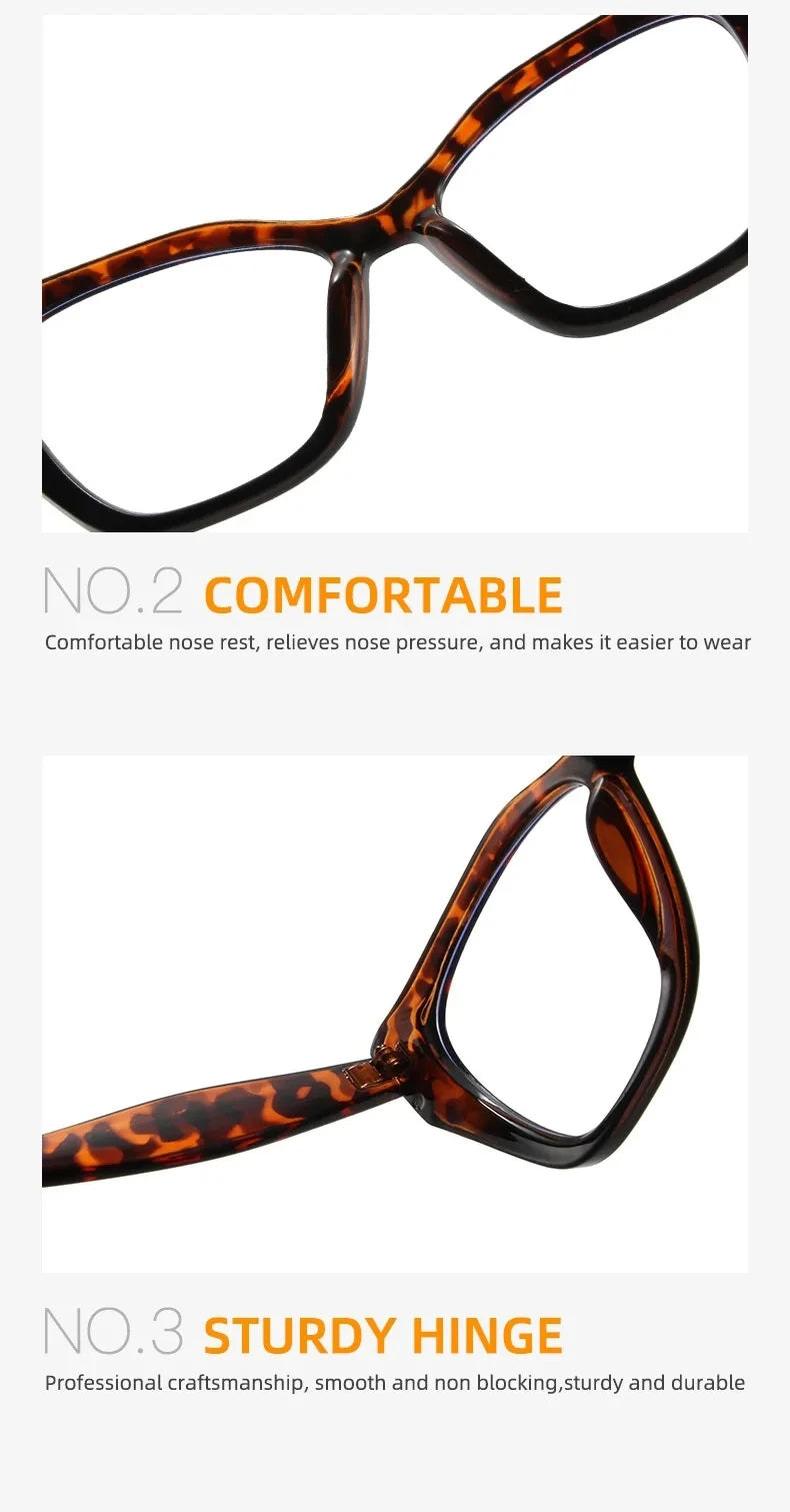 Luxury Brand Designer Women Fashion Cat Eye Anti Blue Light Glasses Double Color Large Frame Lady's Prescription Eyewear Frames