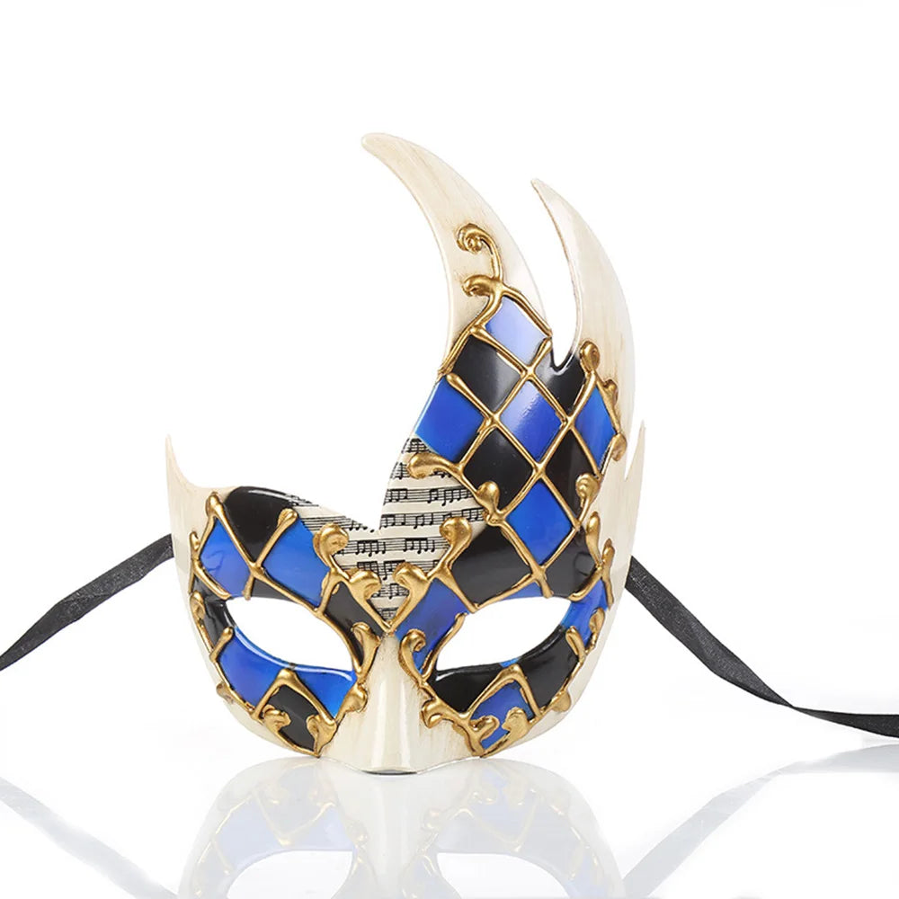 Venetian vintage checkered mask, music party carnival mask, masquerade mask for men and women