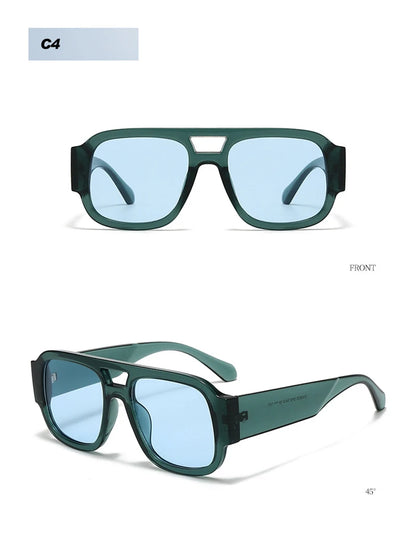 SHAUNA Fashion Double Bridges Square Women Sunglasses Retro Candy Color Leopard Men Sun Glasses Shades UV400