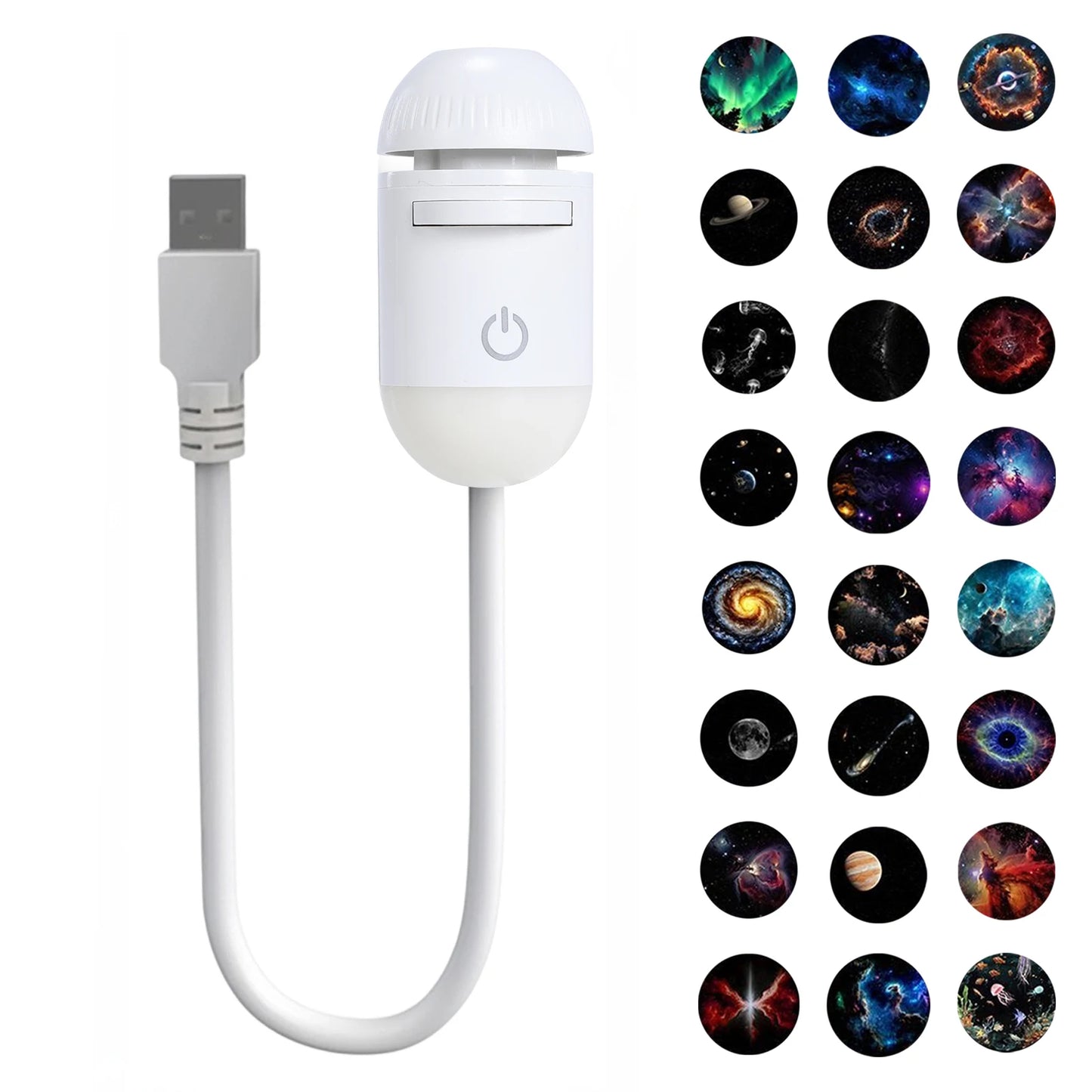 Mini Galaxy Star Projector Night Light Nebula Ceiling LED Lamp USB Star Night Light Starry Sky Ambient Lamp for Bedroom Party and More (24 Projector Films)