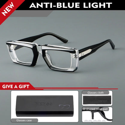 VICKY Personalized Fashion Retro Geometric Square Design Men Women Anti-blue Light Glasses Customizable Prescription 23046